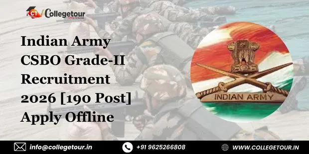 Indian Army CSBO Grade-II Recruitment 2026 [190 Post] Apply Offline